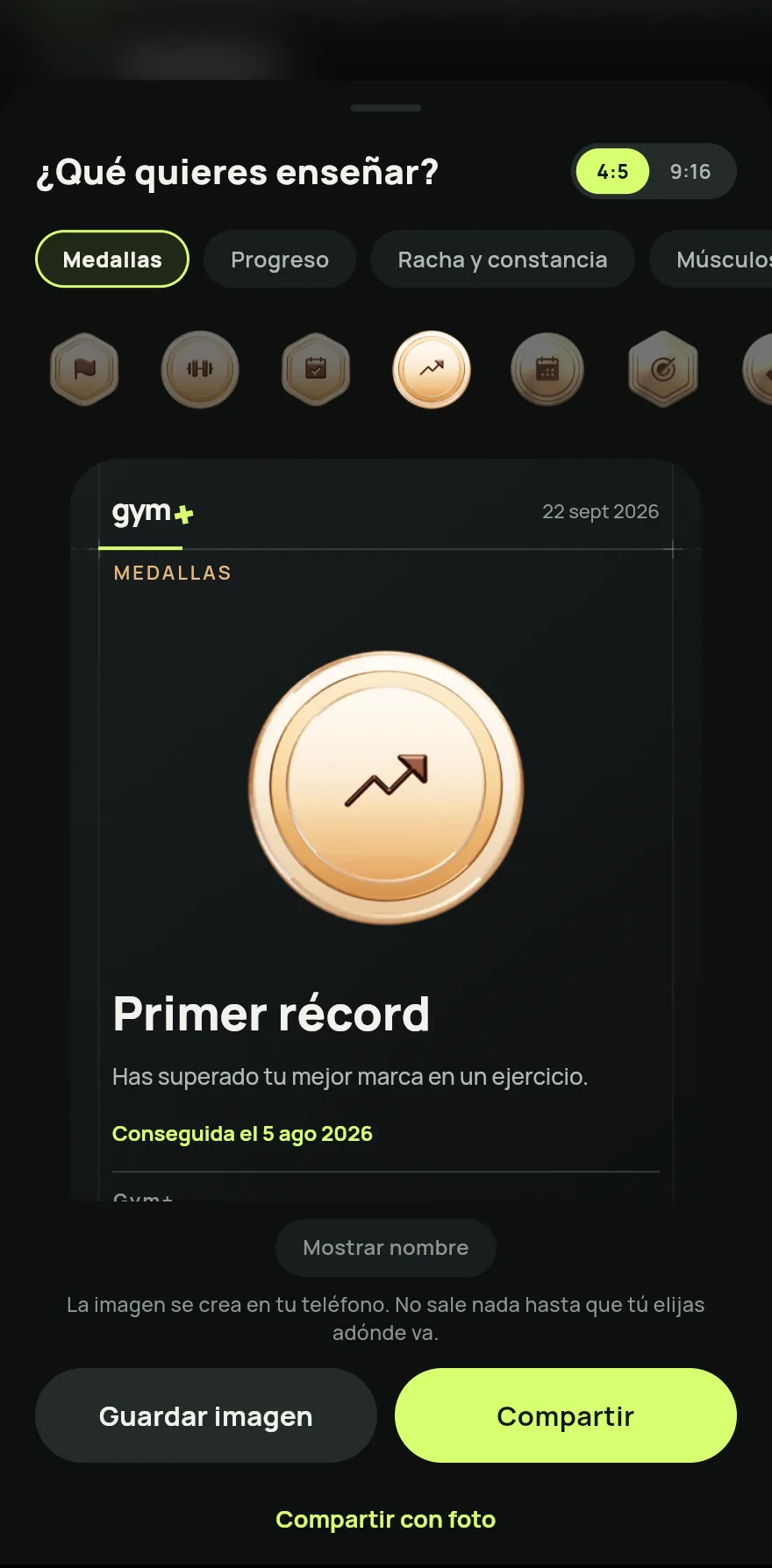 Toca una medalla para abrir sus detalles. Arrastra la medalla para girarla y ver el reverso.