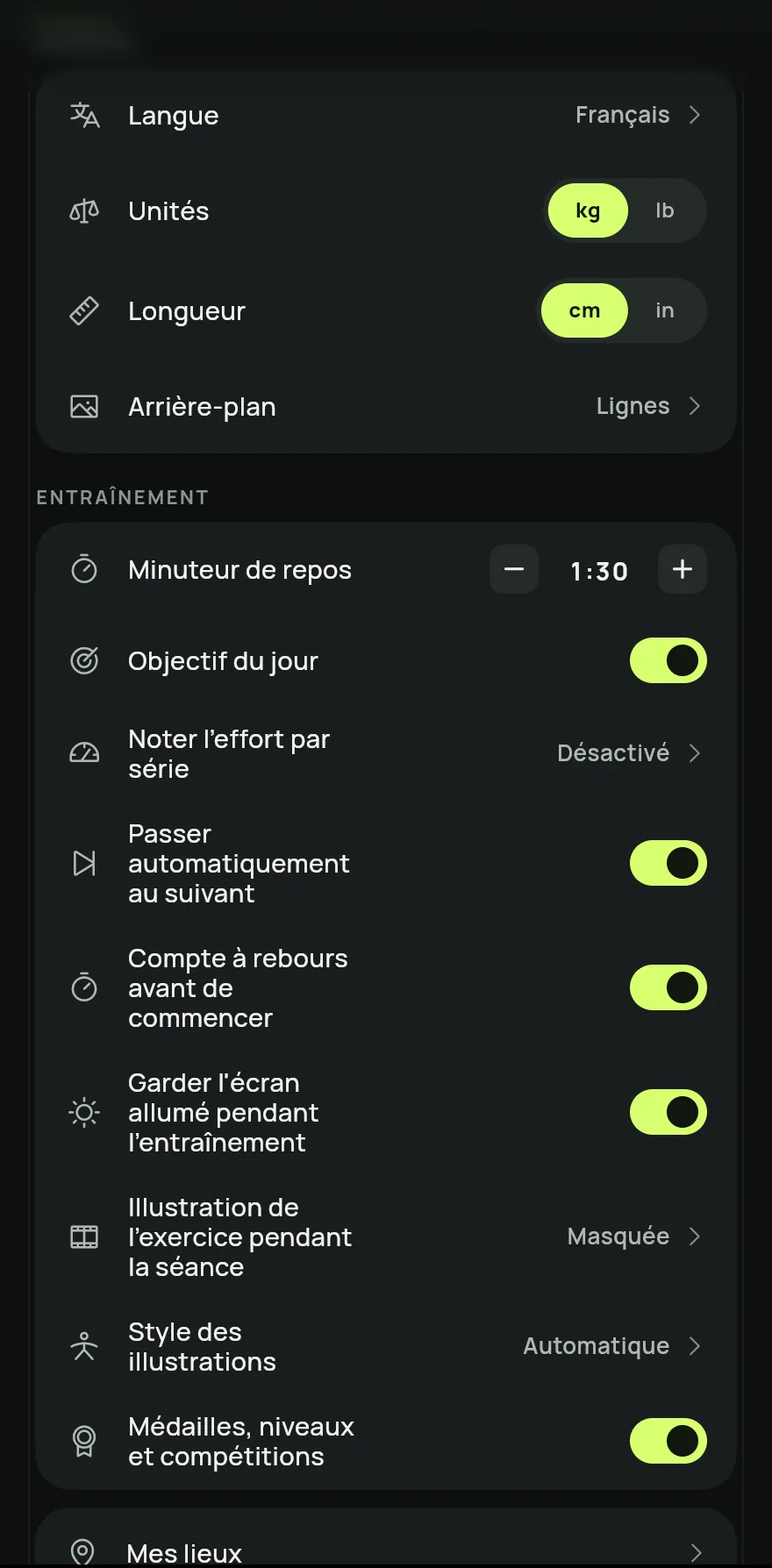 Sur l’écran Accueil, touchez le bouton de réglages en haut, à côté de la recherche. Vous pouvez aussi y accéder depuis l’onglet Profil, dans Paramètres.