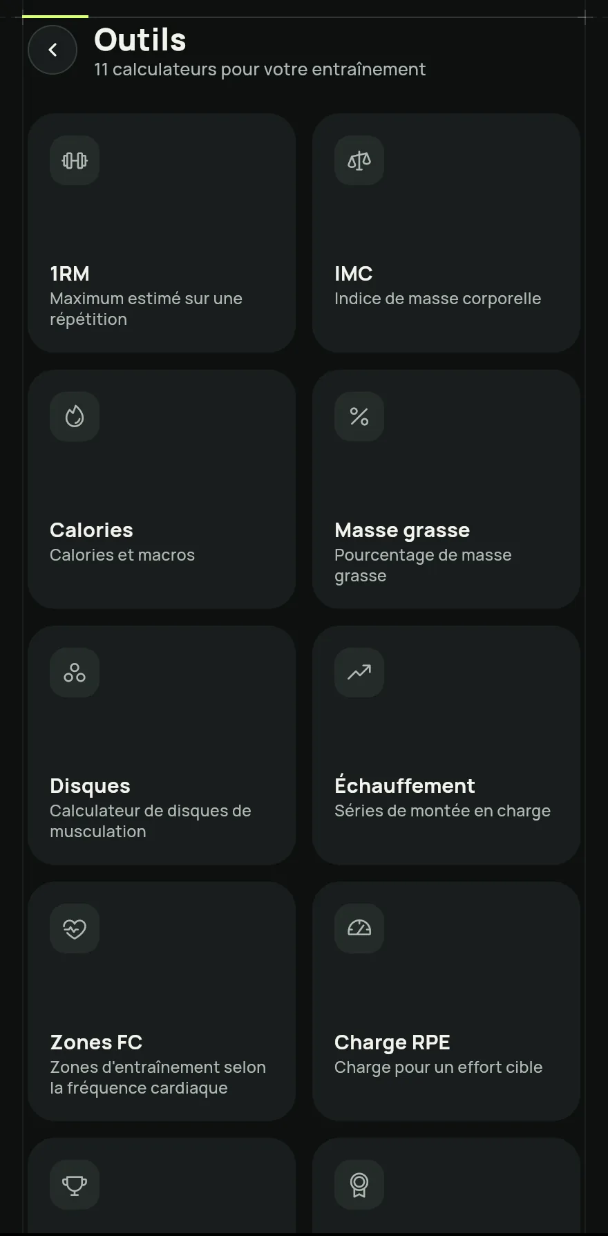 Sur l’écran Accueil, faites défiler jusqu’en bas et touchez Outils. Vous pouvez aussi trouver l’écran avec la recherche.