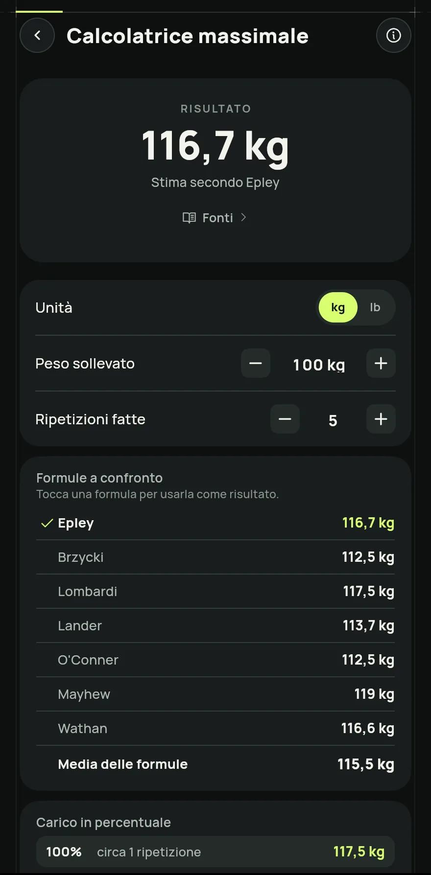 Regola i valori con i pulsanti meno e più, oppure tocca il numero per scriverlo. Il risultato cambia subito.