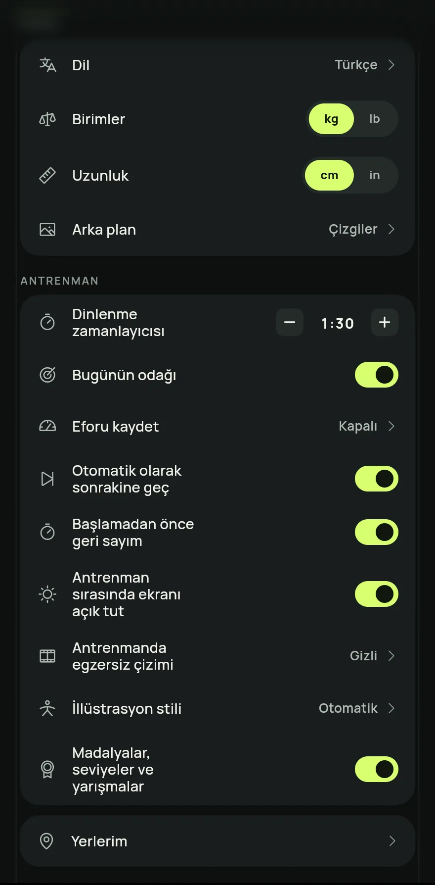 Ana Sayfa ekranında üstte, aramanın yanındaki ayarlar düğmesine dokun. Oraya Profil sekmesinden, Ayarlar altından da ulaşabilirsin.