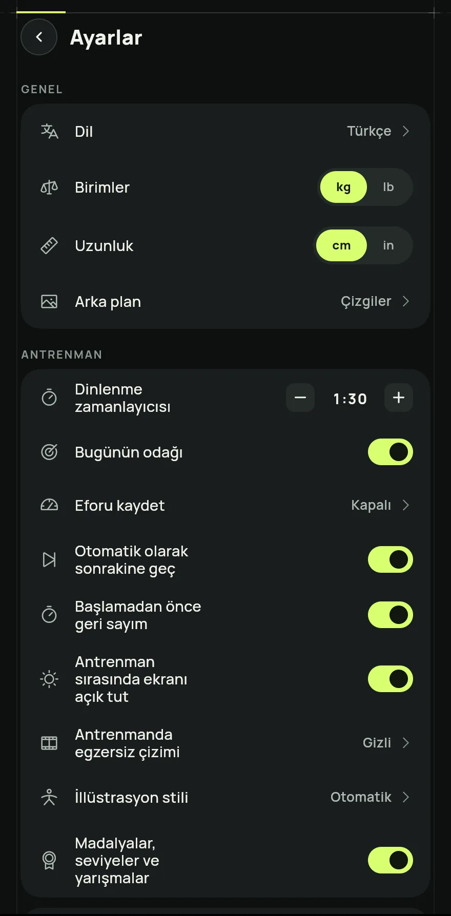 Ana Sayfa ekranında üstte, aramanın yanındaki ayarlar düğmesine dokun. Oraya Profil sekmesinden, Ayarlar altından da ulaşabilirsin.