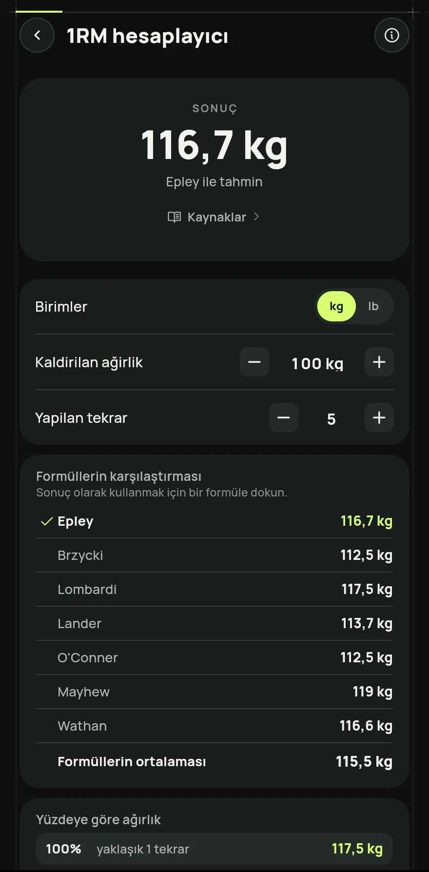 Değerleri eksi ve artı düğmeleriyle ayarla ya da yazmak için sayıya dokun. Sonuç hemen değişir.
